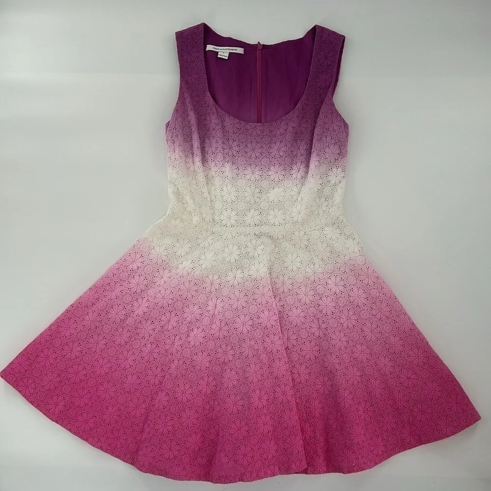 Diane Von Furstenberg dress eyelet flare‎ Jeannie Ombre feminine romantic cotton